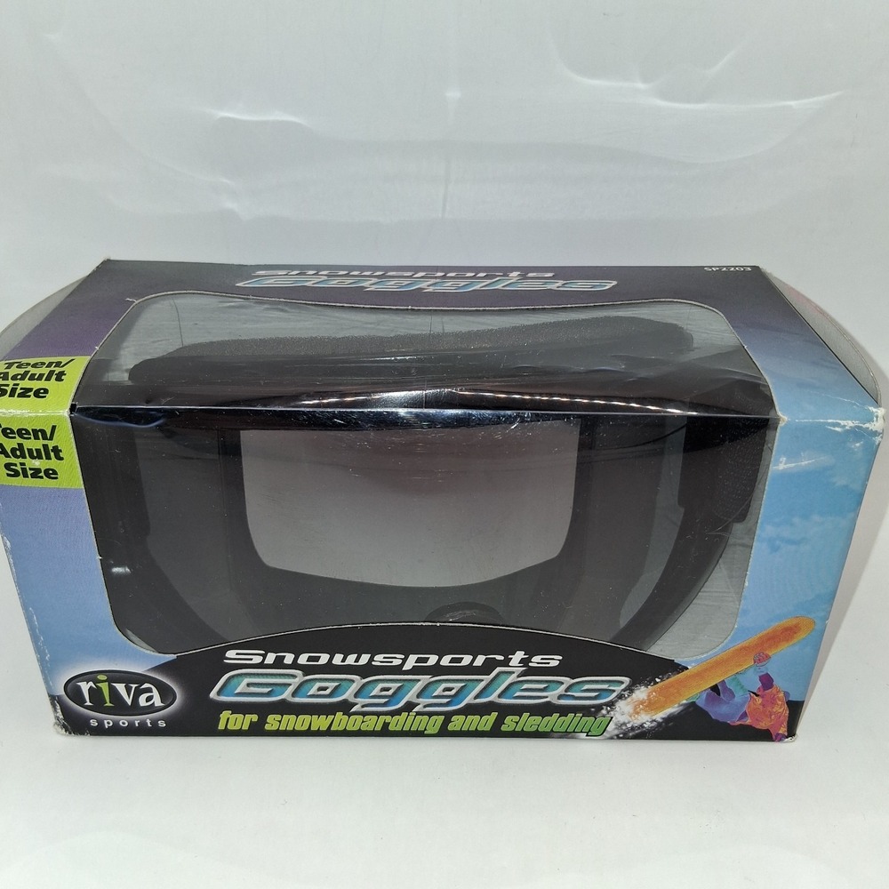 Riva Snowsport Goggles UV400 Polycarbonate Lens, Black Ski Snowboard Sled